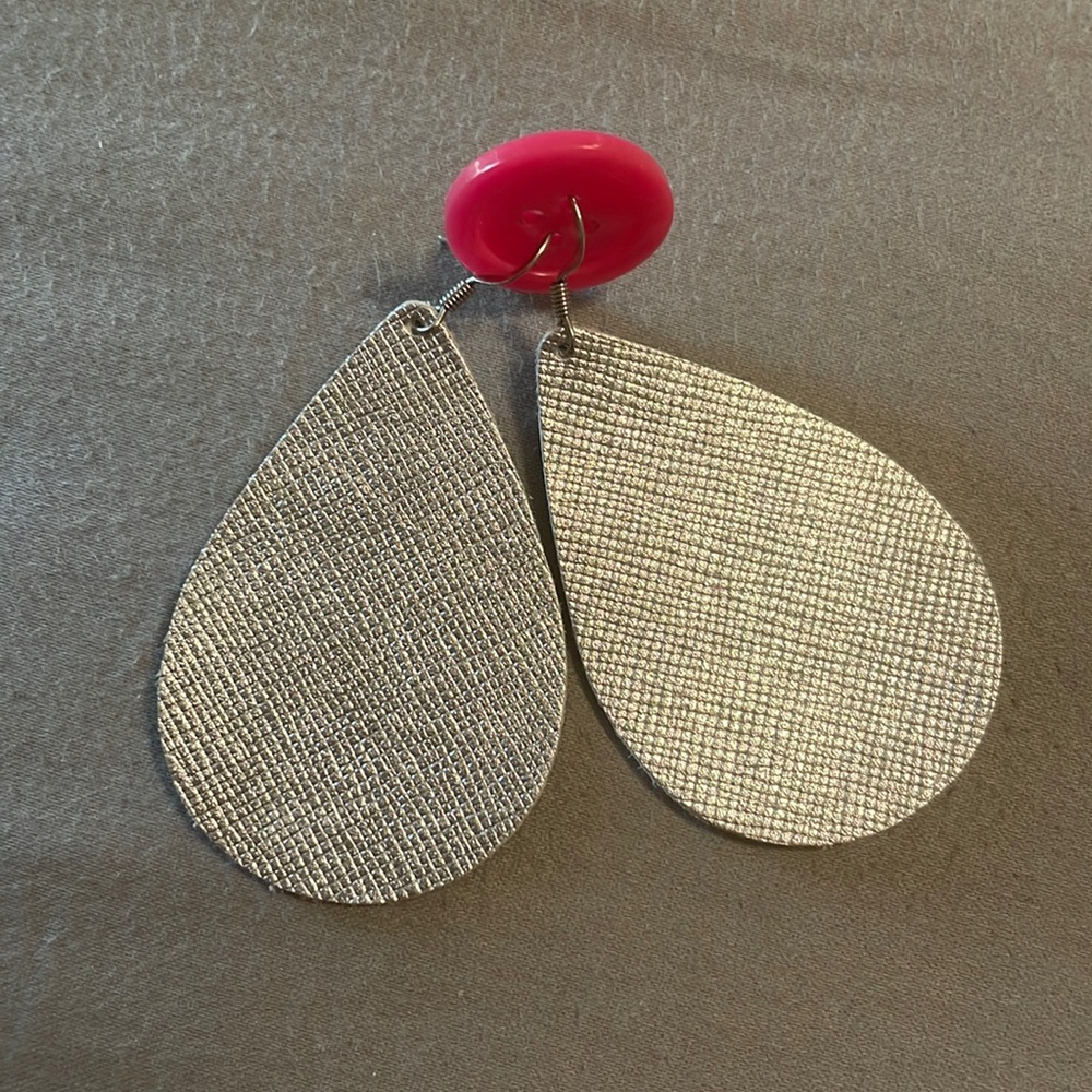 Metallic Silver Leather Drop Earrings